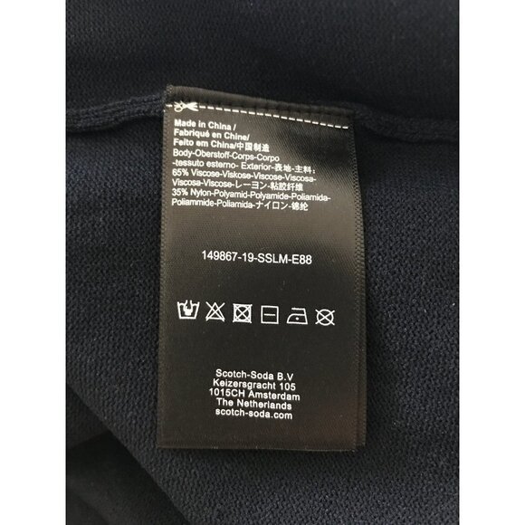 Scotch & Soda Navy Ribbed Knit Short Sleeve RuffleTrim Dress Size Small - Picture 12 of 12